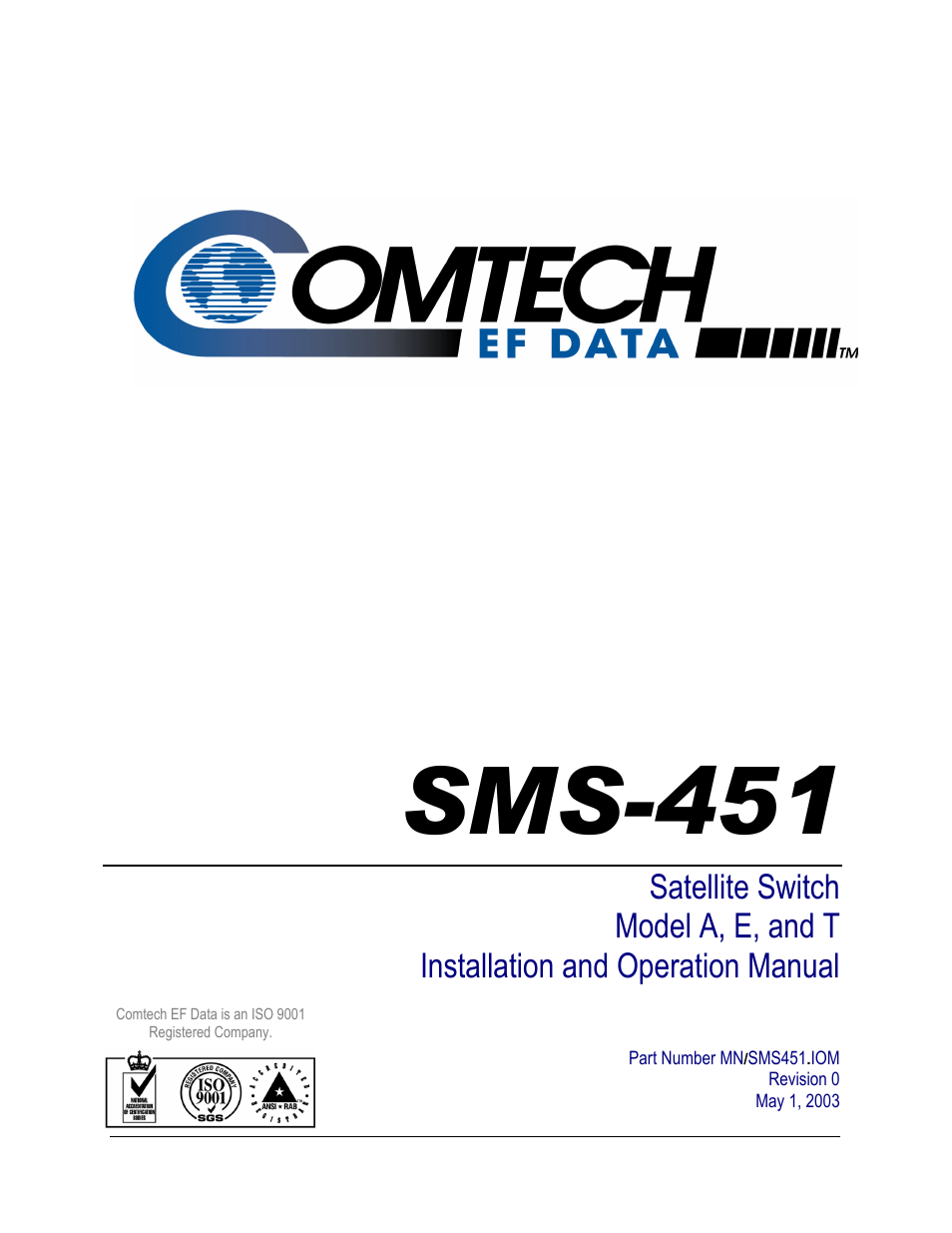 Sms-451 | Comtech EF Data SMS-451 User Manual | Page 3 / 62