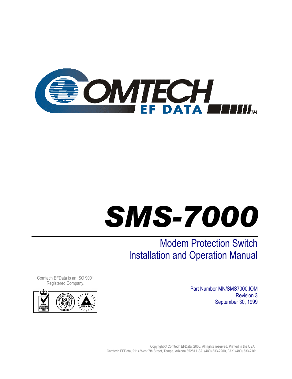 Sms-7000 | Comtech EF Data SMS-7000 User Manual | Page 9 / 148