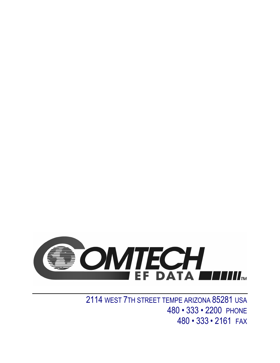 Back cover | Comtech EF Data UB-54 User Manual | Page 30 / 30
