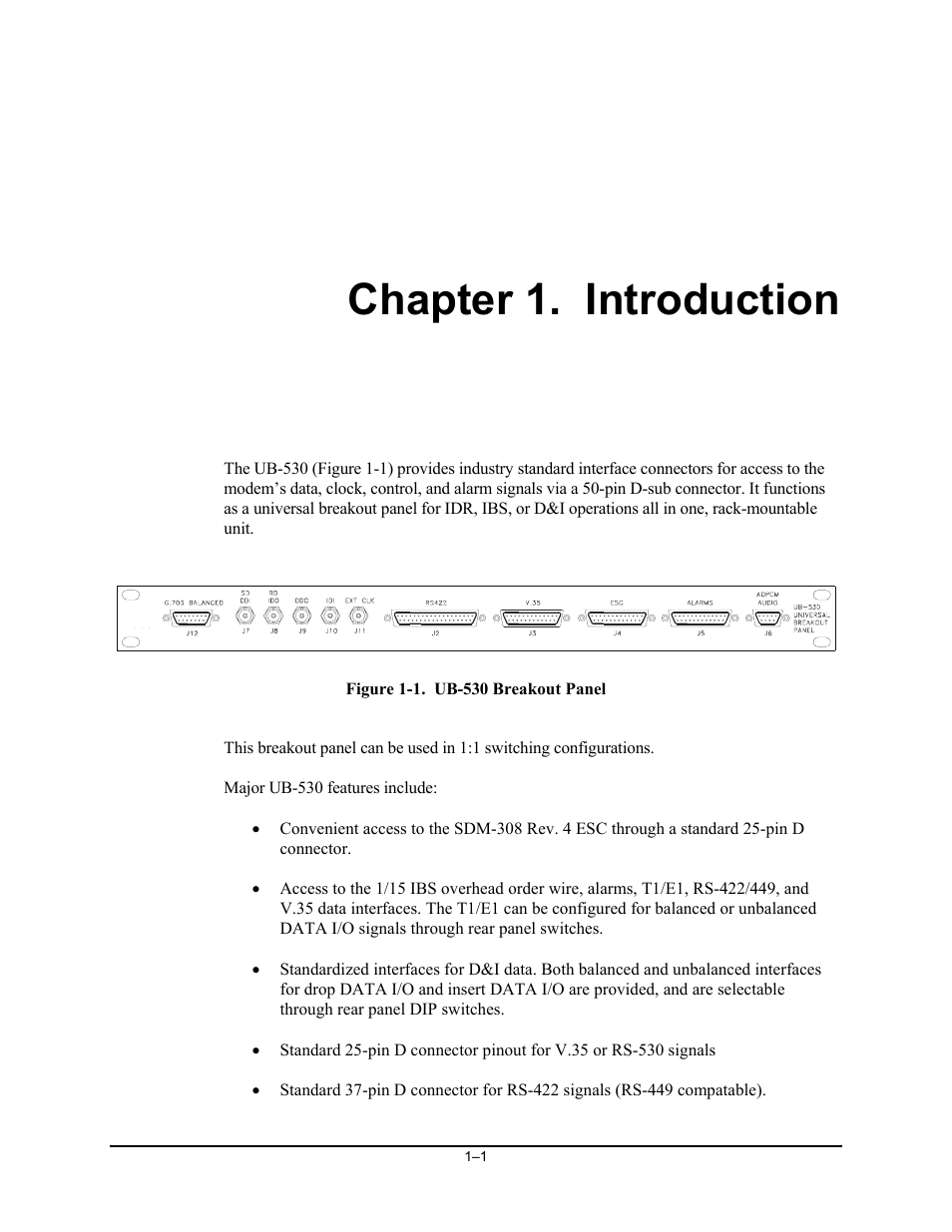 Introduction, Chapter 1. introduction | Comtech EF Data UB-530 User Manual | Page 11 / 28