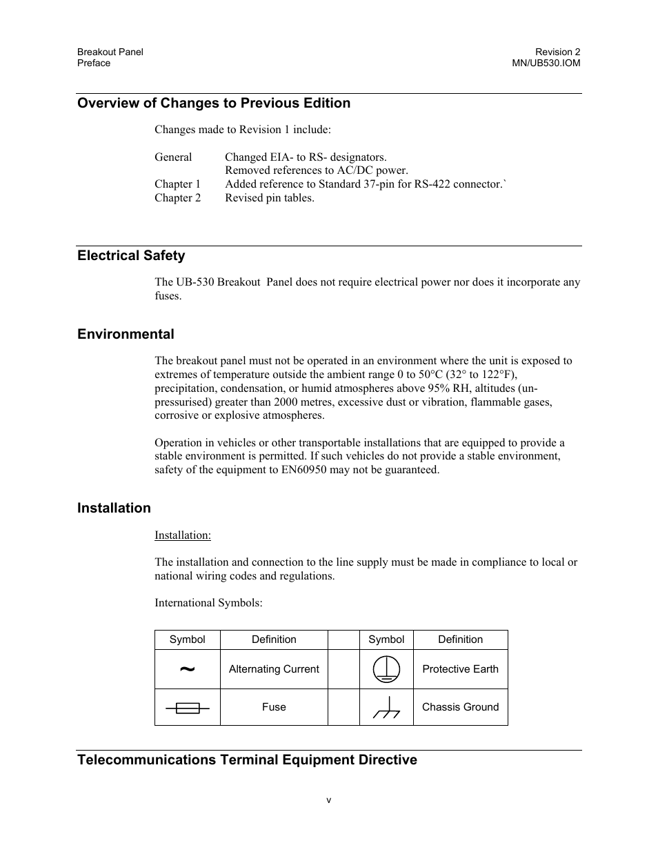 Overview of changes to previous edition, Electrical safety, Environmental | Installation, Telecommunications terminal equipment directive | Comtech EF Data UB-530 User Manual | Page 7 / 28