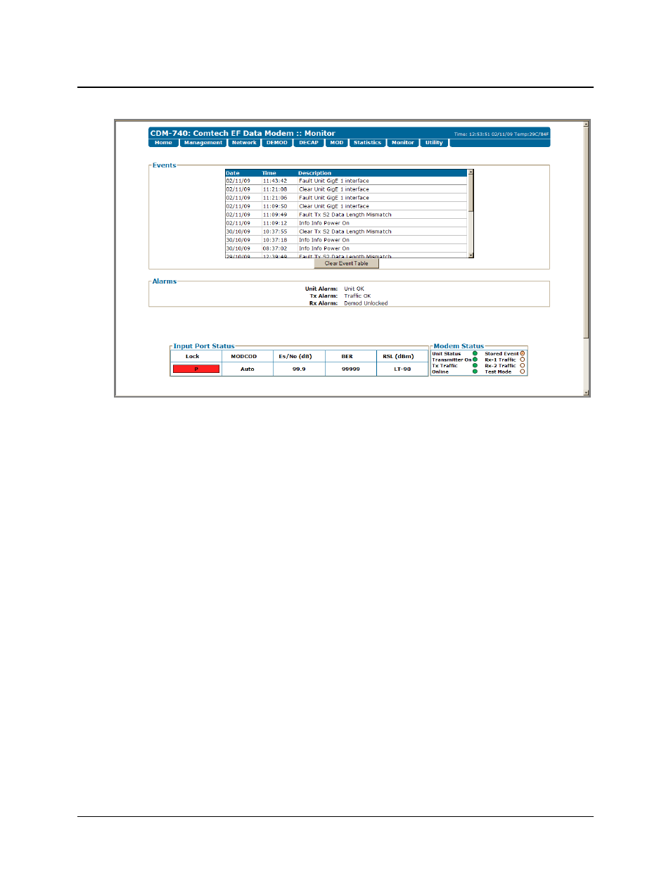 8 monitor page | Comtech EF Data CDM-740 User Manual | Page 111 / 150