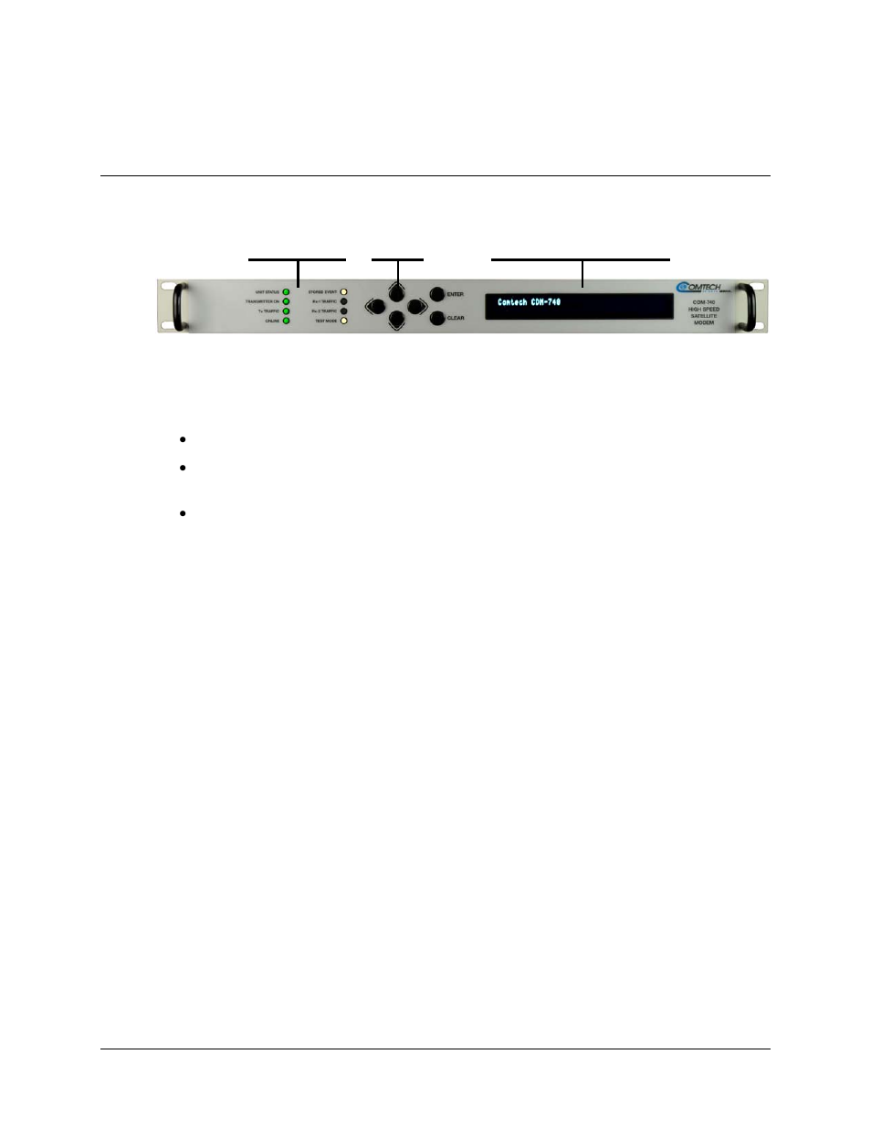 5 physical features, 1 front panel | Comtech EF Data CDM-740 User Manual | Page 30 / 150