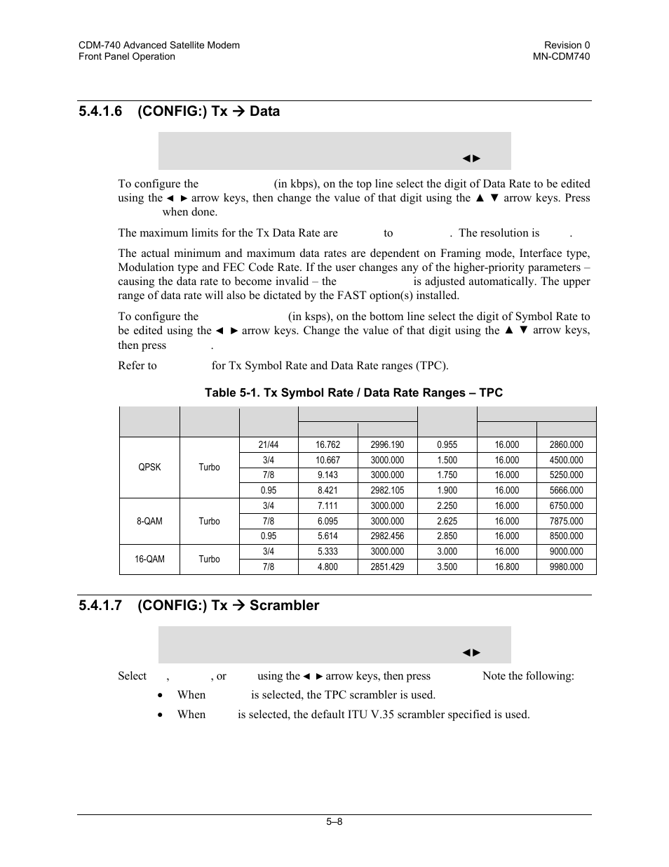 6 (config:) tx ( data, 7 (config:) tx ( scrambler, 6 (config:) tx æ data | 7 (config:) tx æ scrambler | Comtech EF Data CDM-740 User Manual | Page 60 / 150