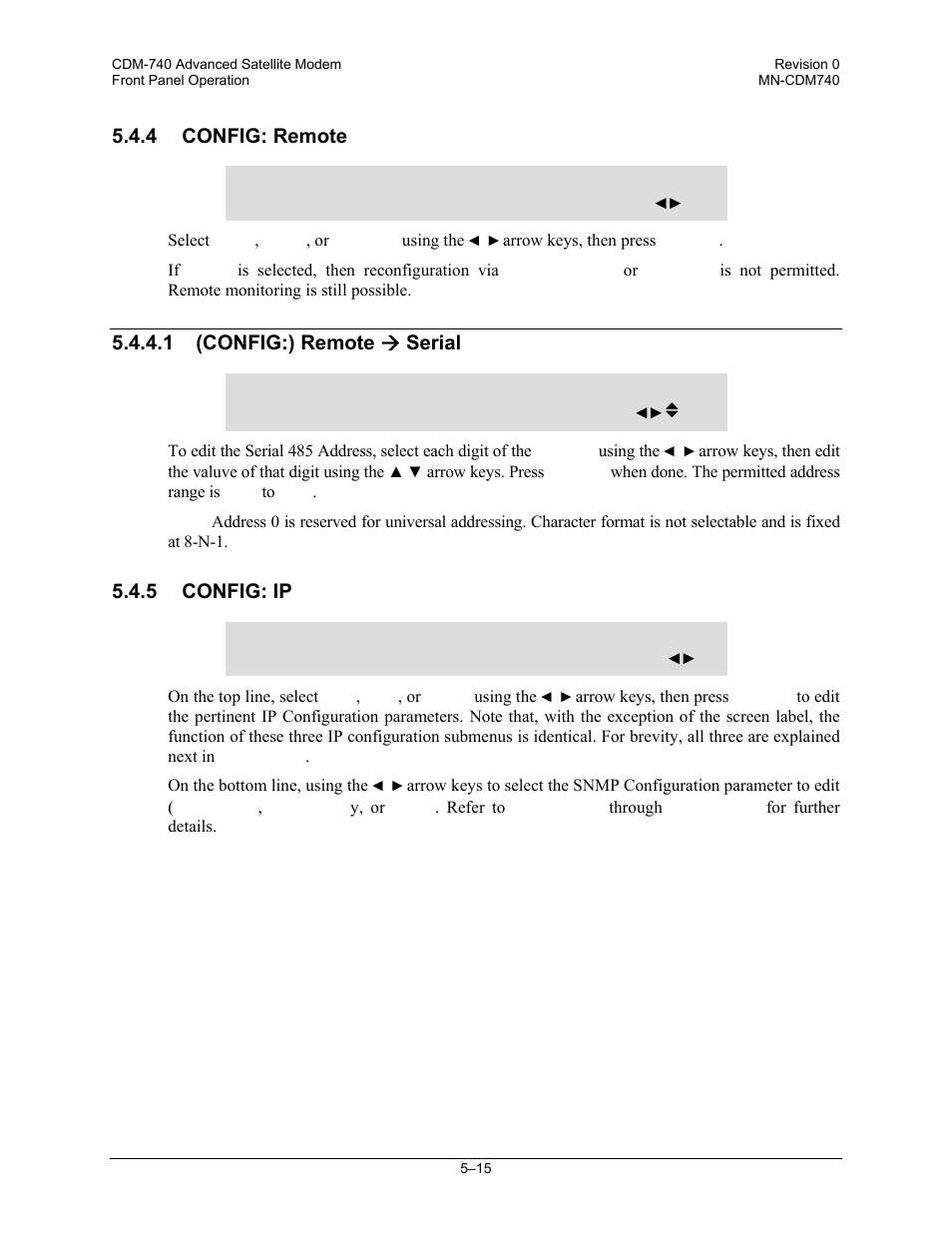 4 config: remote, 1 (config:) remote ( serial, 5 config: ip | Comtech EF Data CDM-740 User Manual | Page 67 / 150