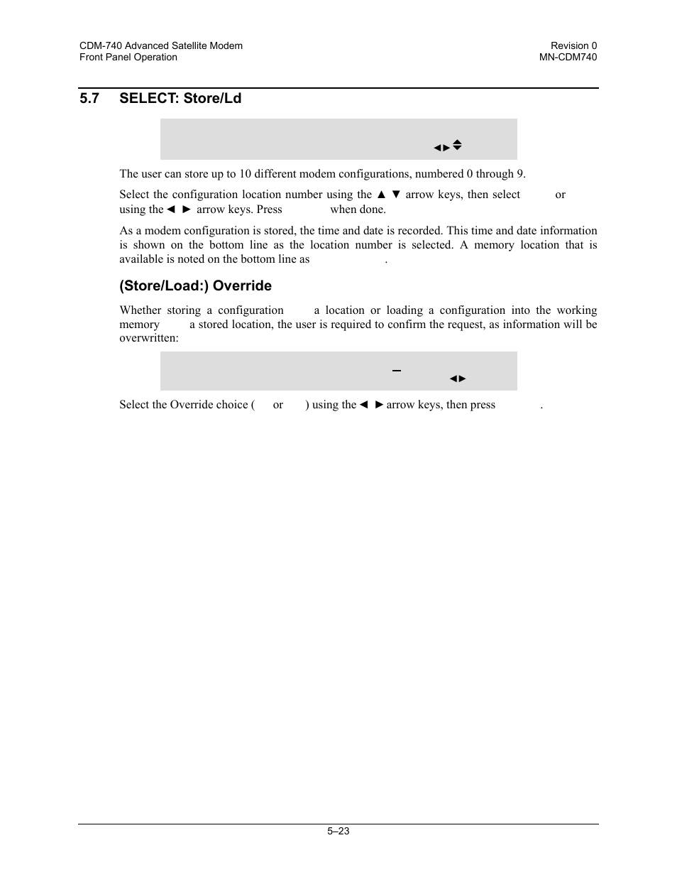 7 select: store/ld | Comtech EF Data CDM-740 User Manual | Page 75 / 150