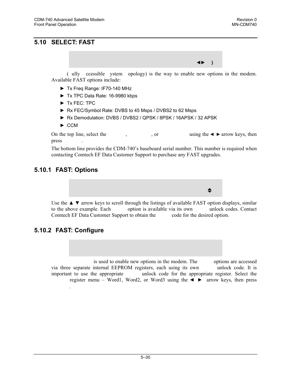 10 select: fast, 1 fast: options, 2 fast: configure | Comtech EF Data CDM-740 User Manual | Page 82 / 150