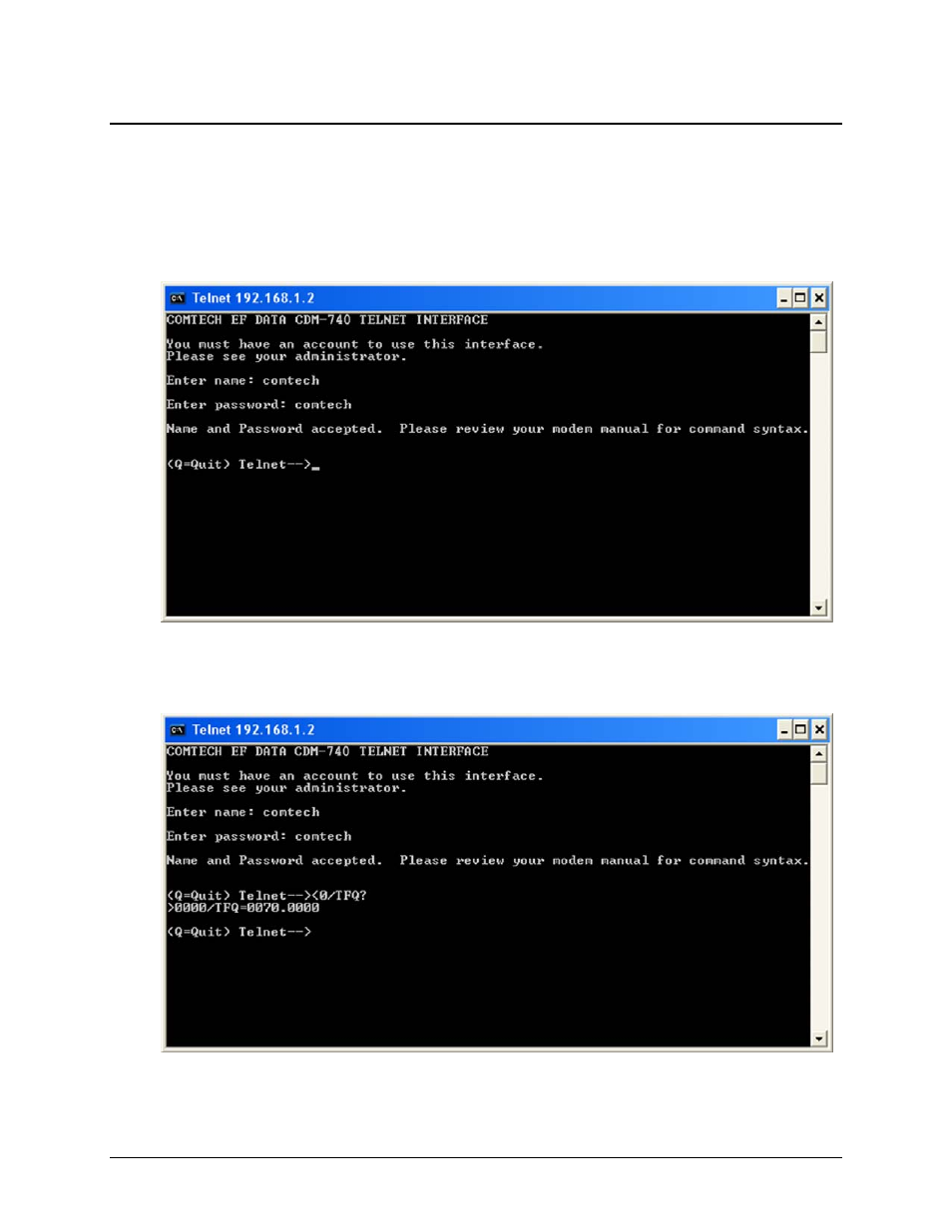 4 telnet interface | Comtech EF Data CDM-740 User Manual | Page 87 / 150