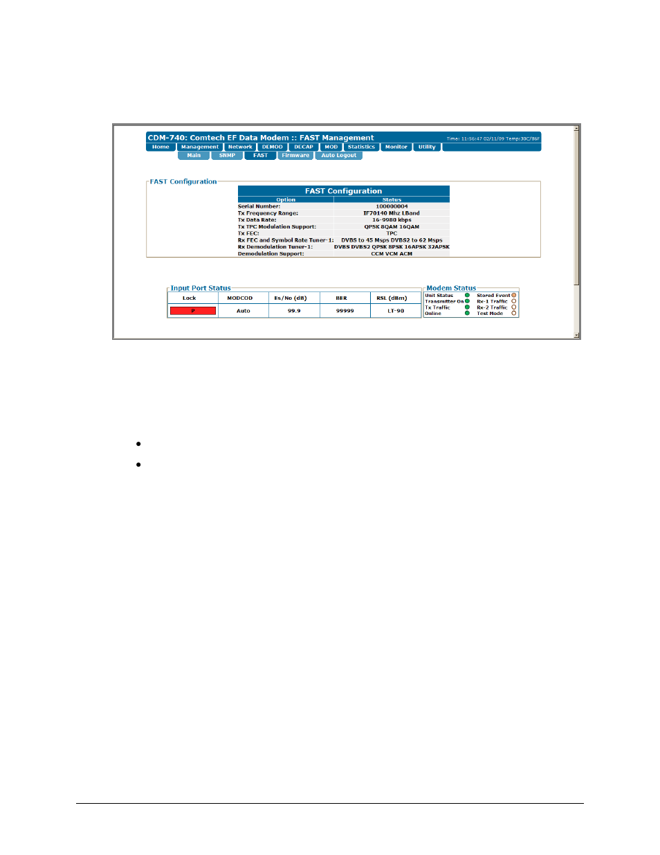 3 management | fast page | Comtech EF Data CDM-740 User Manual | Page 94 / 150