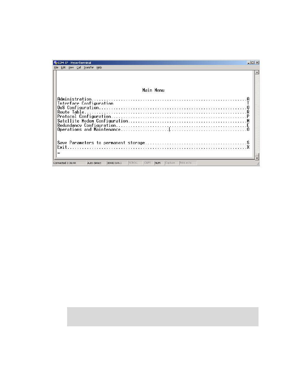 Main menu, Restoring factory default configuration, Figure 1. main menu | Comtech EF Data CDM-IP Quick-Start Guide User Manual | Page 13 / 24