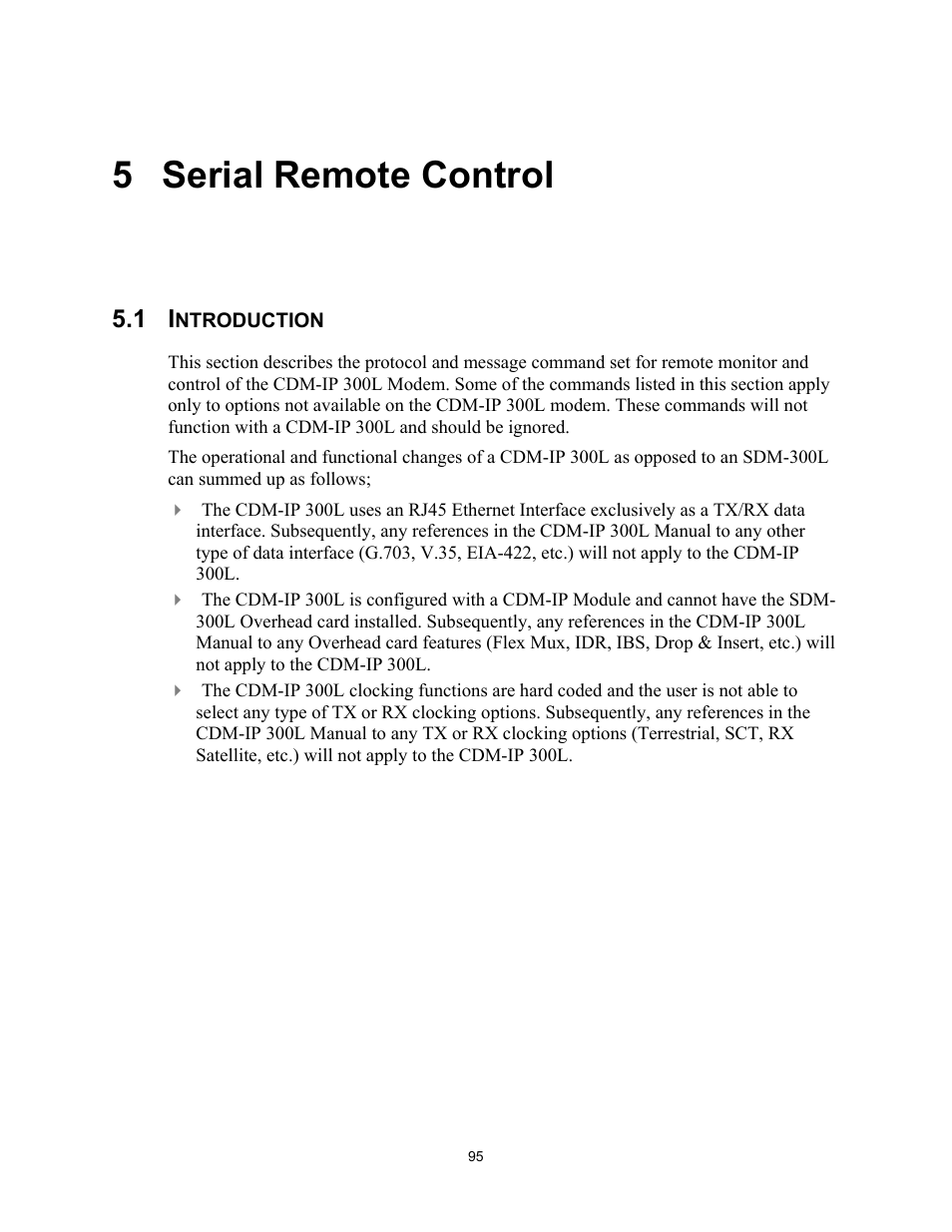 Serial remote control, Introduction, 5 serial remote control | Comtech EF Data CDM-IP 300L User Manual | Page 121 / 354