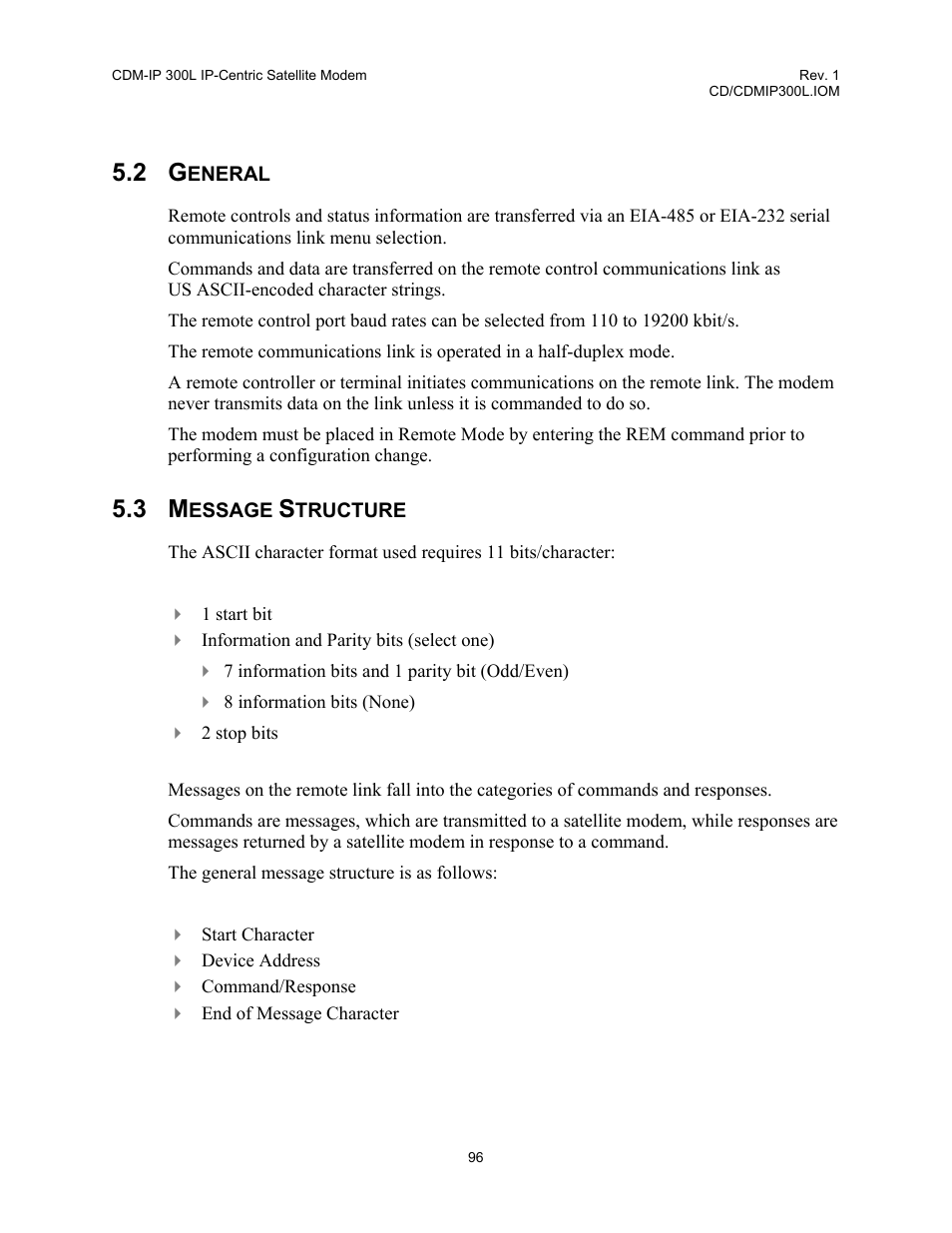 General, Message structure | Comtech EF Data CDM-IP 300L User Manual | Page 122 / 354