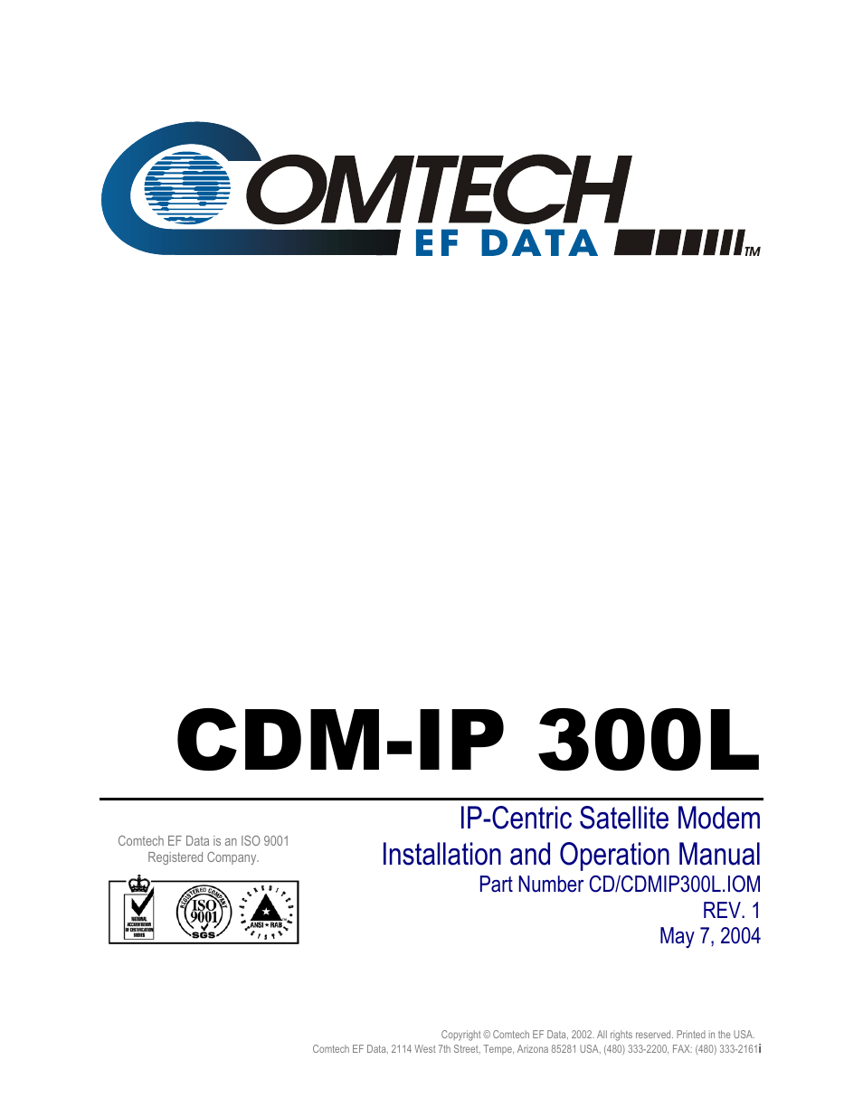 Cdm-ip 300l | Comtech EF Data CDM-IP 300L User Manual | Page 13 / 354