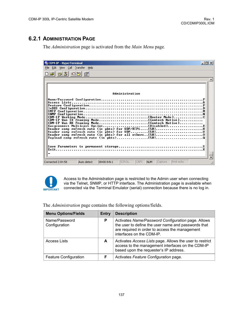 1 administration | Comtech EF Data CDM-IP 300L User Manual | Page 163 / 354