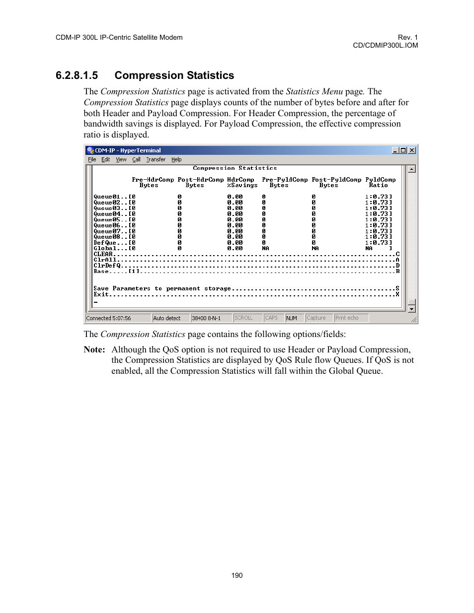 5 compression statistics | Comtech EF Data CDM-IP 300L User Manual | Page 216 / 354