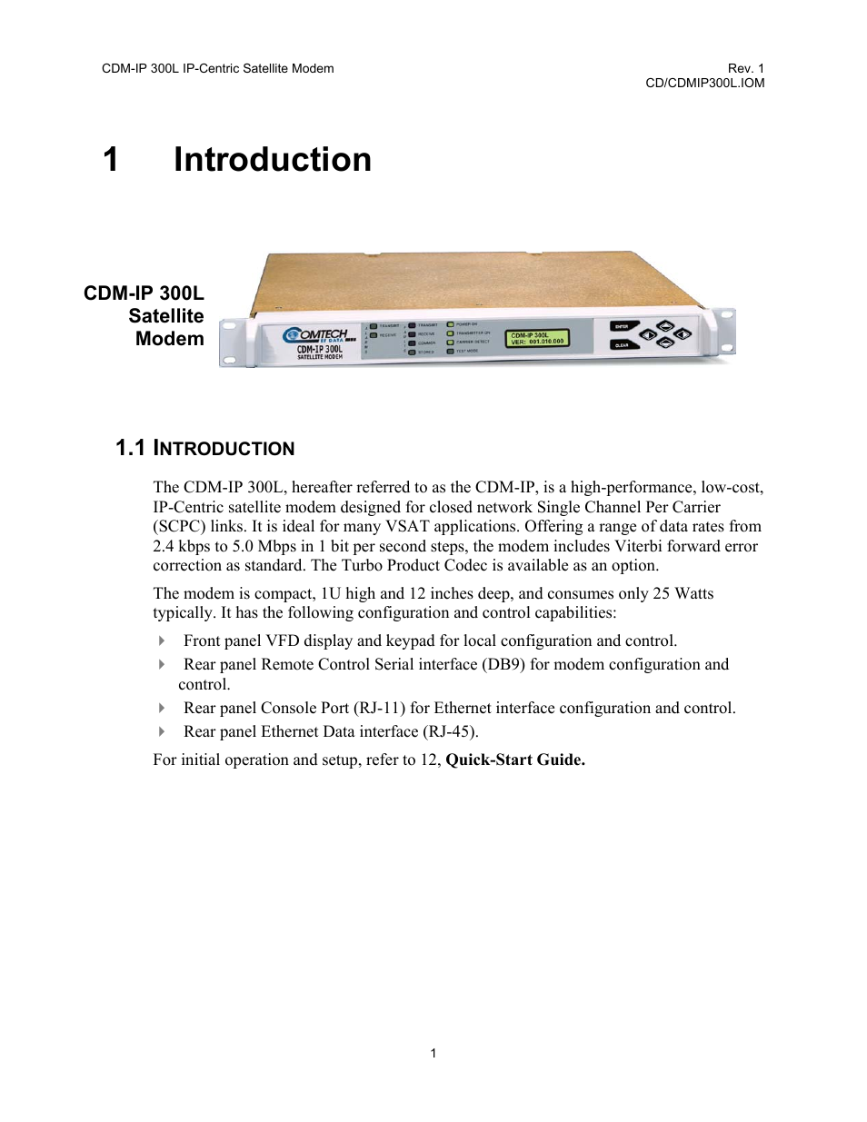 Introduction, 1 introduction | Comtech EF Data CDM-IP 300L User Manual | Page 29 / 354