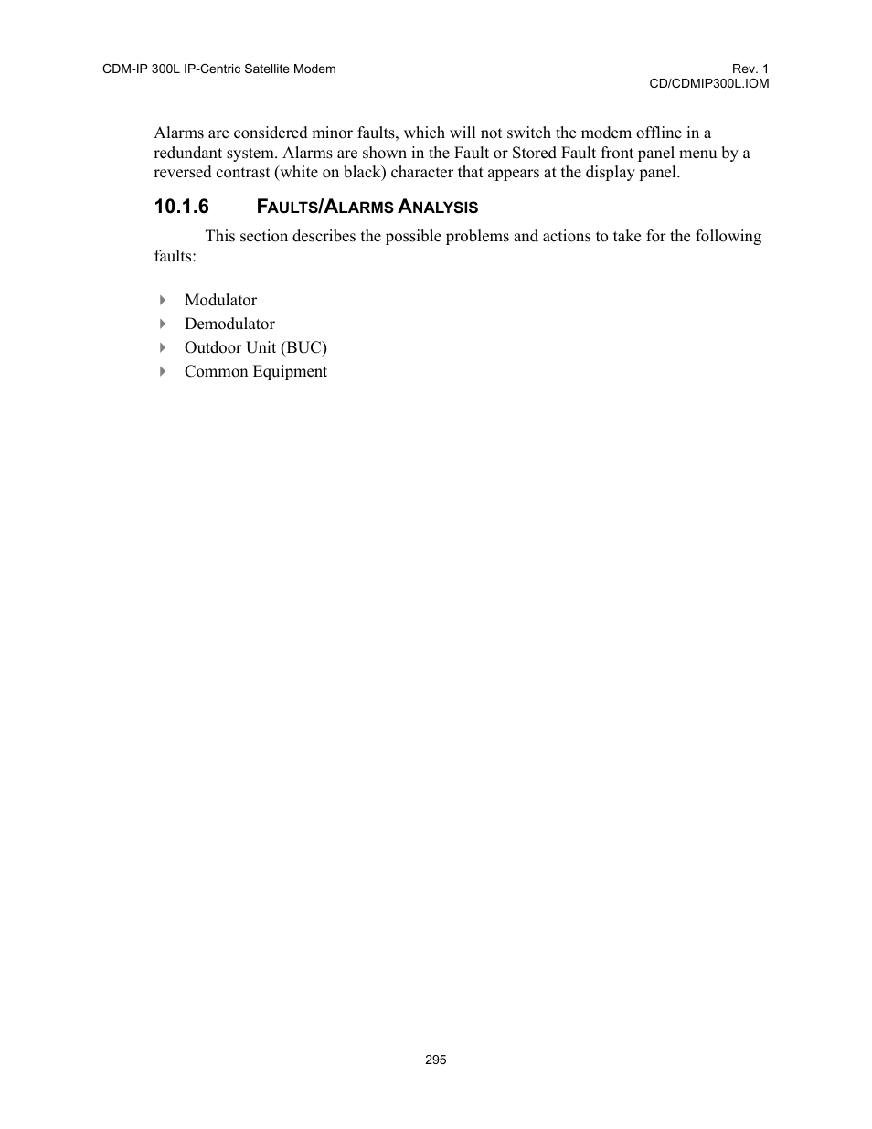6 faults/alarms, Analysis | Comtech EF Data CDM-IP 300L User Manual | Page 321 / 354