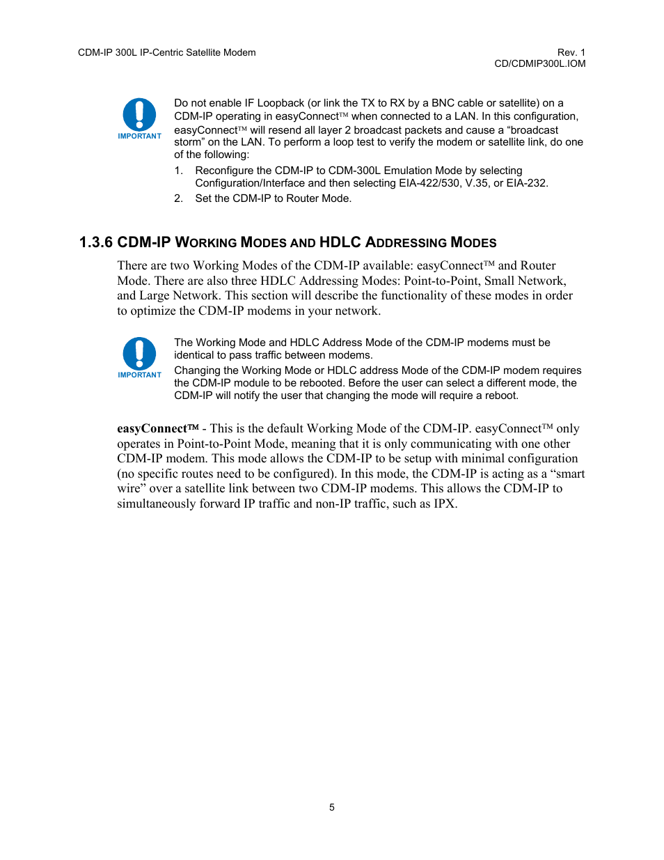 6 cdm-ip working modes and hdlc addressing modes, 6 cdm-ip w, Hdlc a | Comtech EF Data CDM-IP 300L User Manual | Page 33 / 354