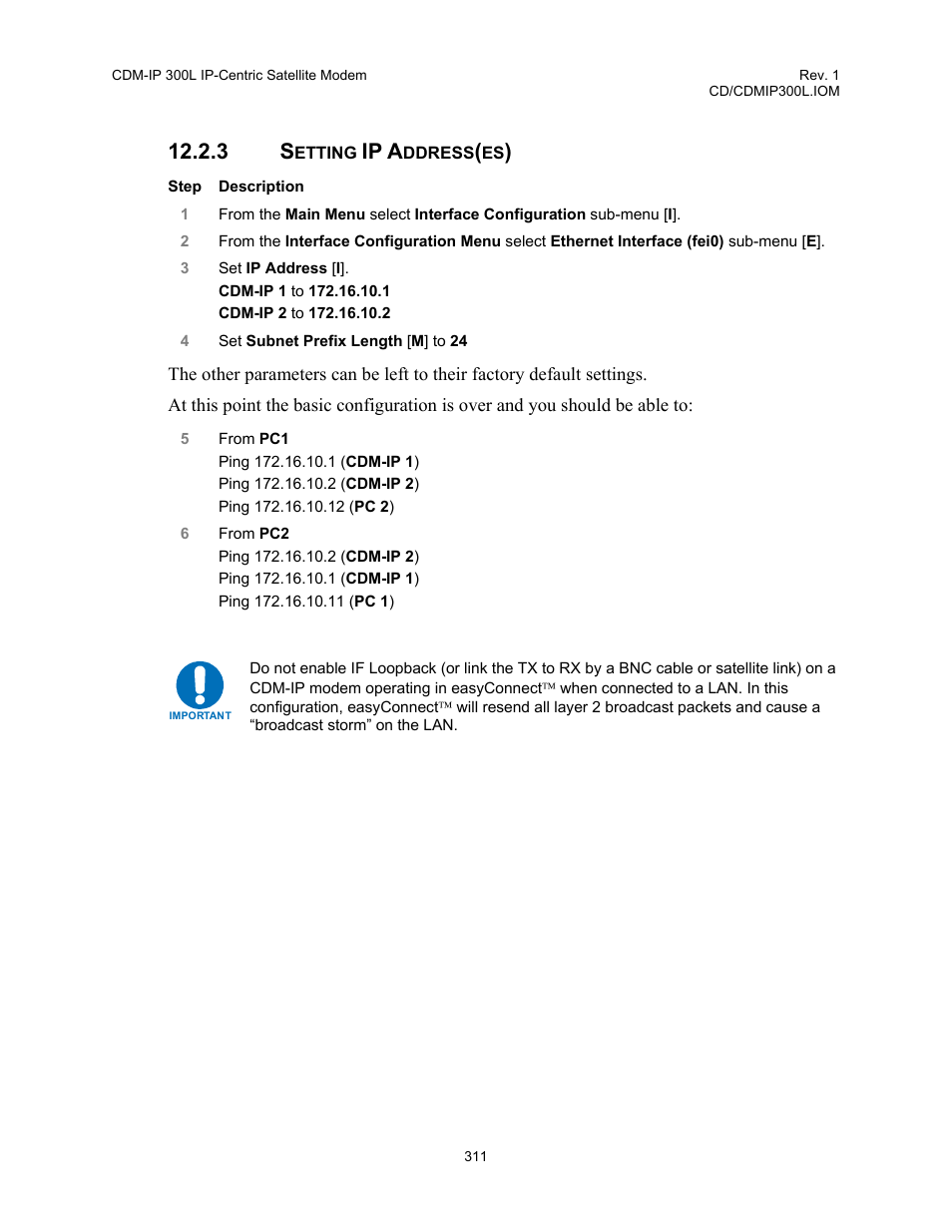 3 setting, Address(es), Ip a | Comtech EF Data CDM-IP 300L User Manual | Page 337 / 354