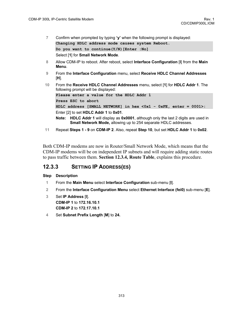 3 setting, Address(es), Ip a | Comtech EF Data CDM-IP 300L User Manual | Page 339 / 354