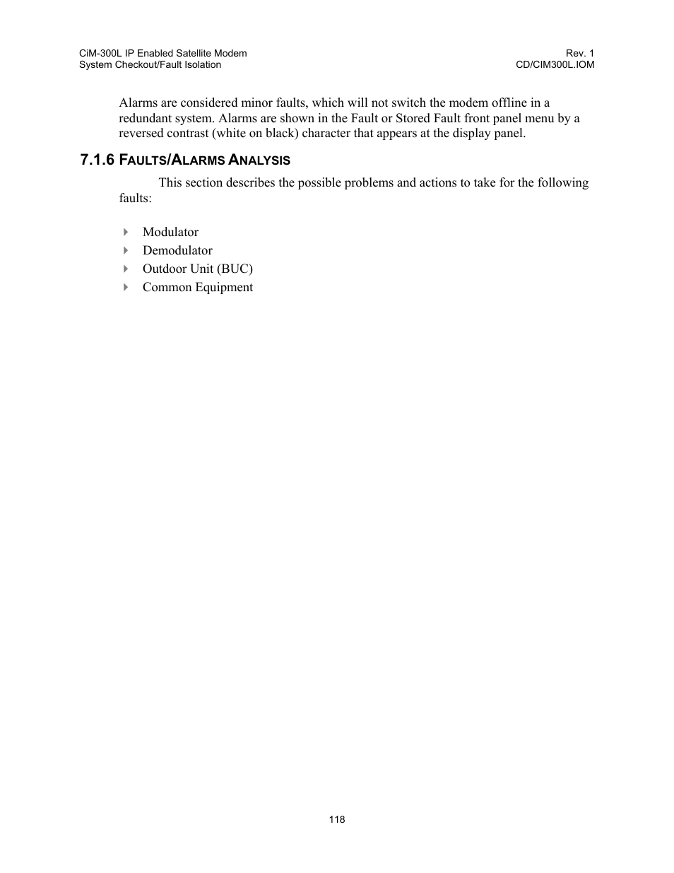 Faults/alarms analysis, 6 faults/alarms analysis | Comtech EF Data CIM-300L User Manual | Page 144 / 512