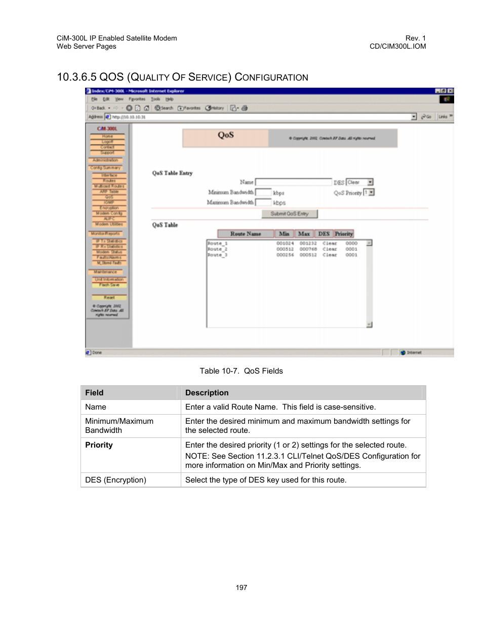 Table 10-7. qos fields, 5 qos (q | Comtech EF Data CIM-300L User Manual | Page 223 / 512