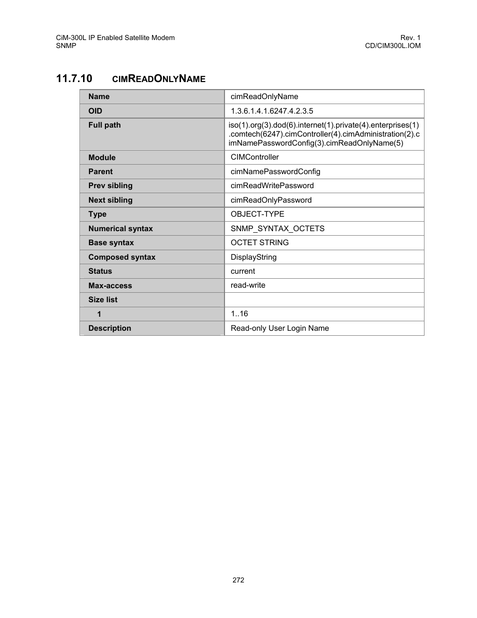 Cimreadonlyname, 10 cimreadonlyname | Comtech EF Data CIM-300L User Manual | Page 298 / 512