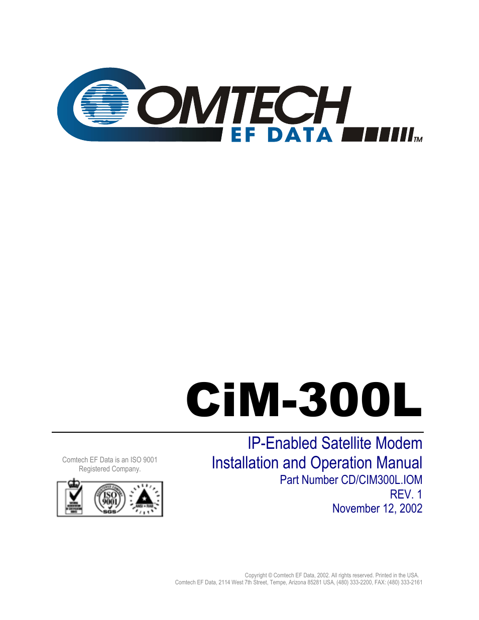 Cim-300l | Comtech EF Data CIM-300L User Manual | Page 3 / 512