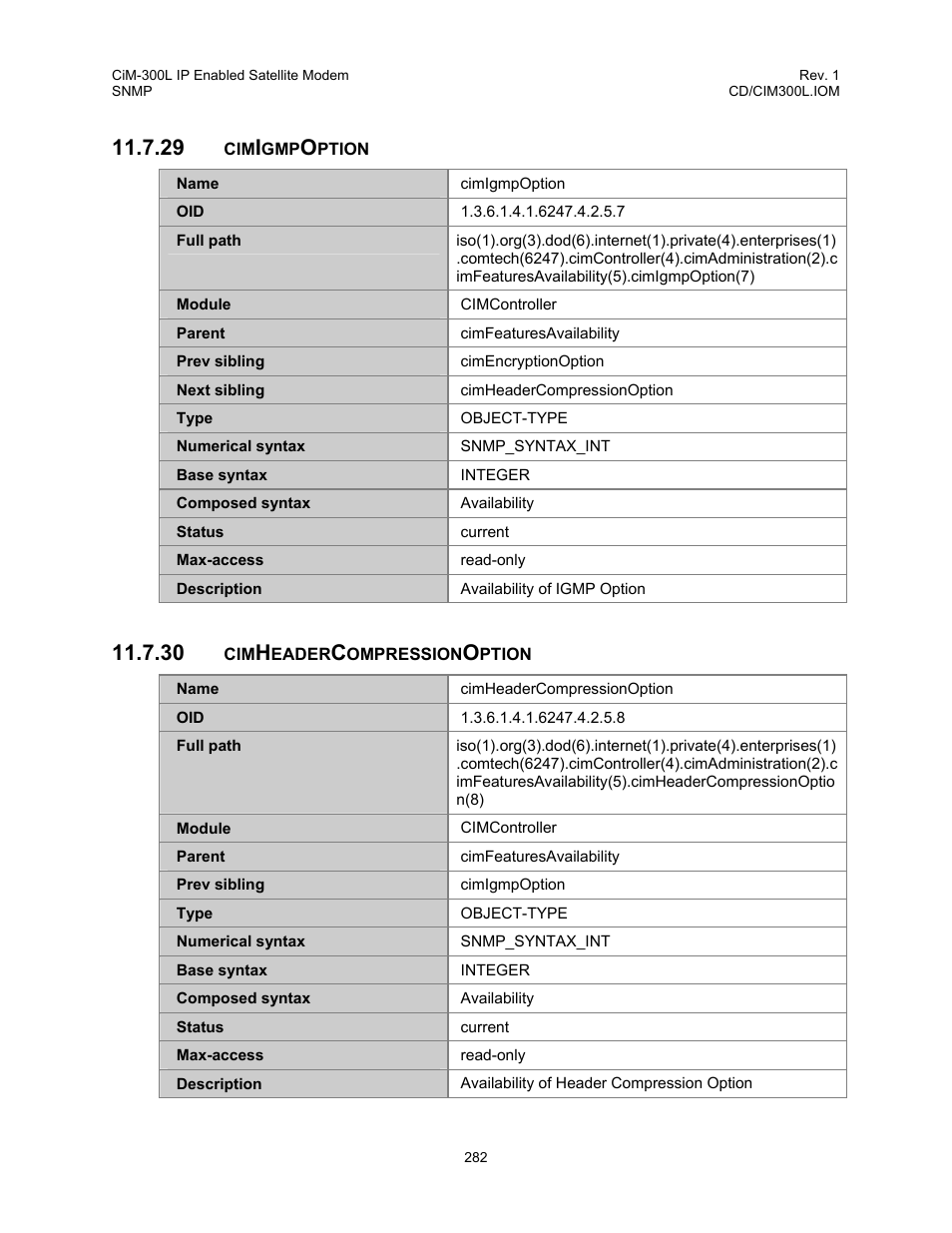 Cimigmpoption, Cimheadercompressionoption | Comtech EF Data CIM-300L User Manual | Page 308 / 512