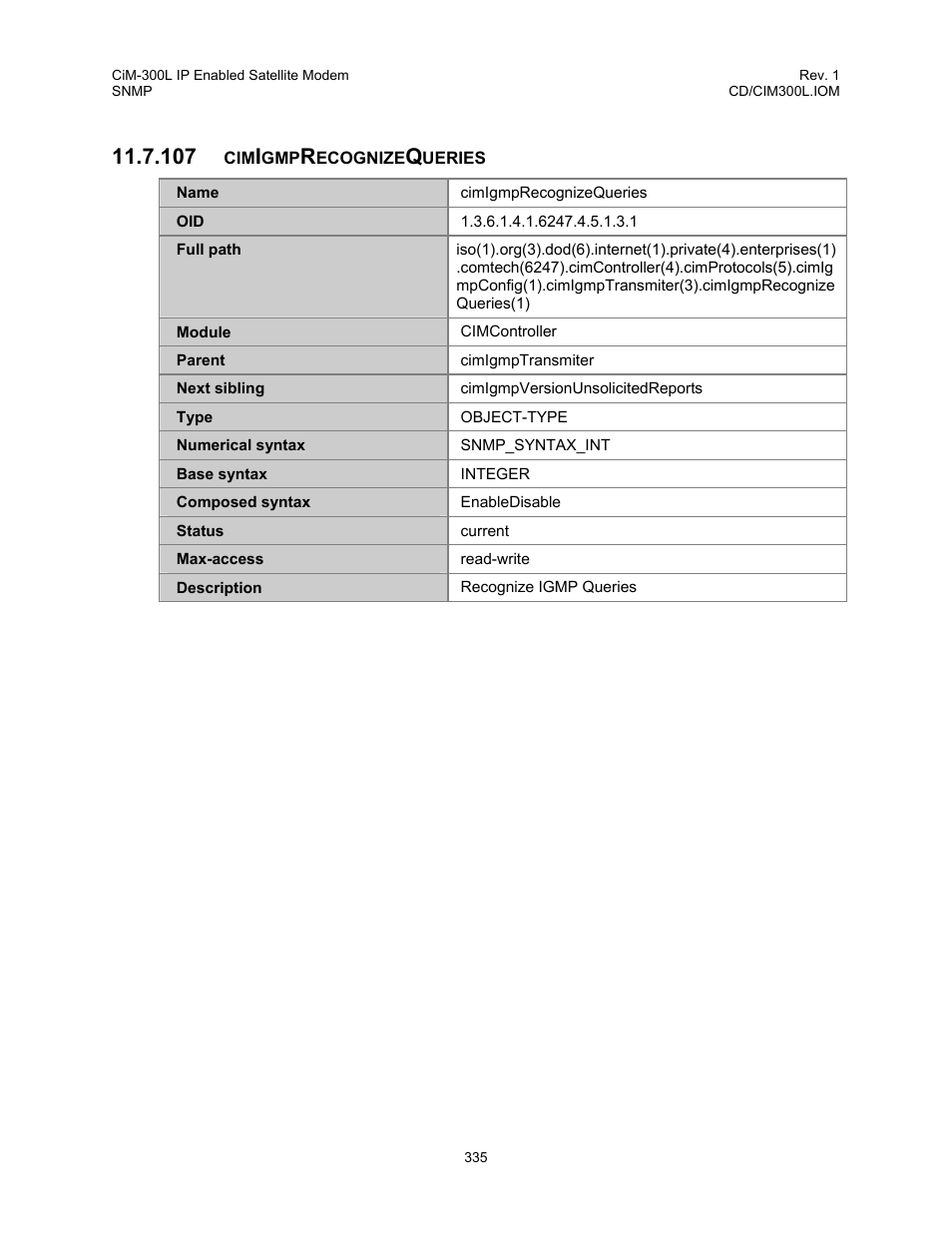 Cimigmprecognizequeries, 107 cimigmprecognizequeries | Comtech EF Data CIM-300L User Manual | Page 361 / 512