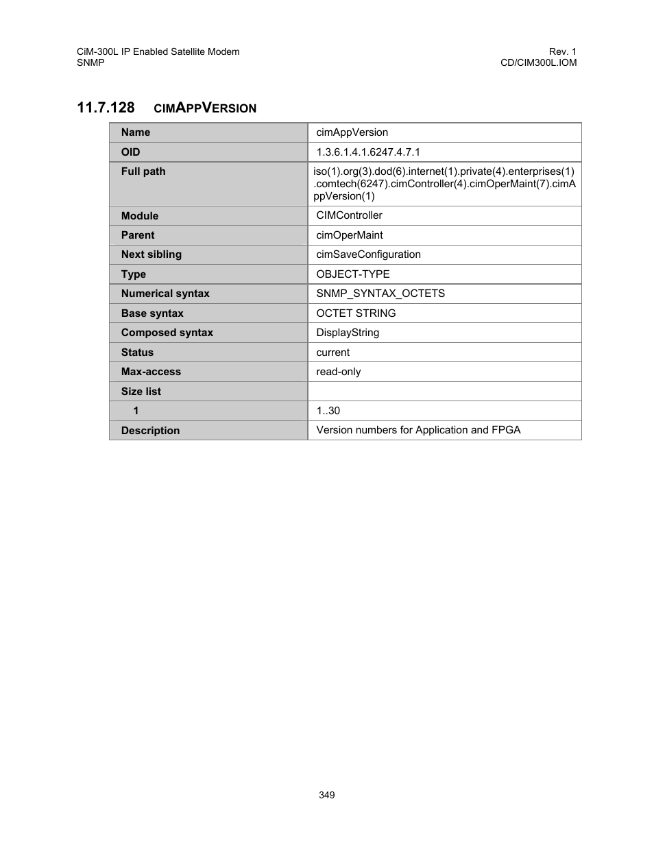 Cimappversion, 128 cimappversion | Comtech EF Data CIM-300L User Manual | Page 375 / 512