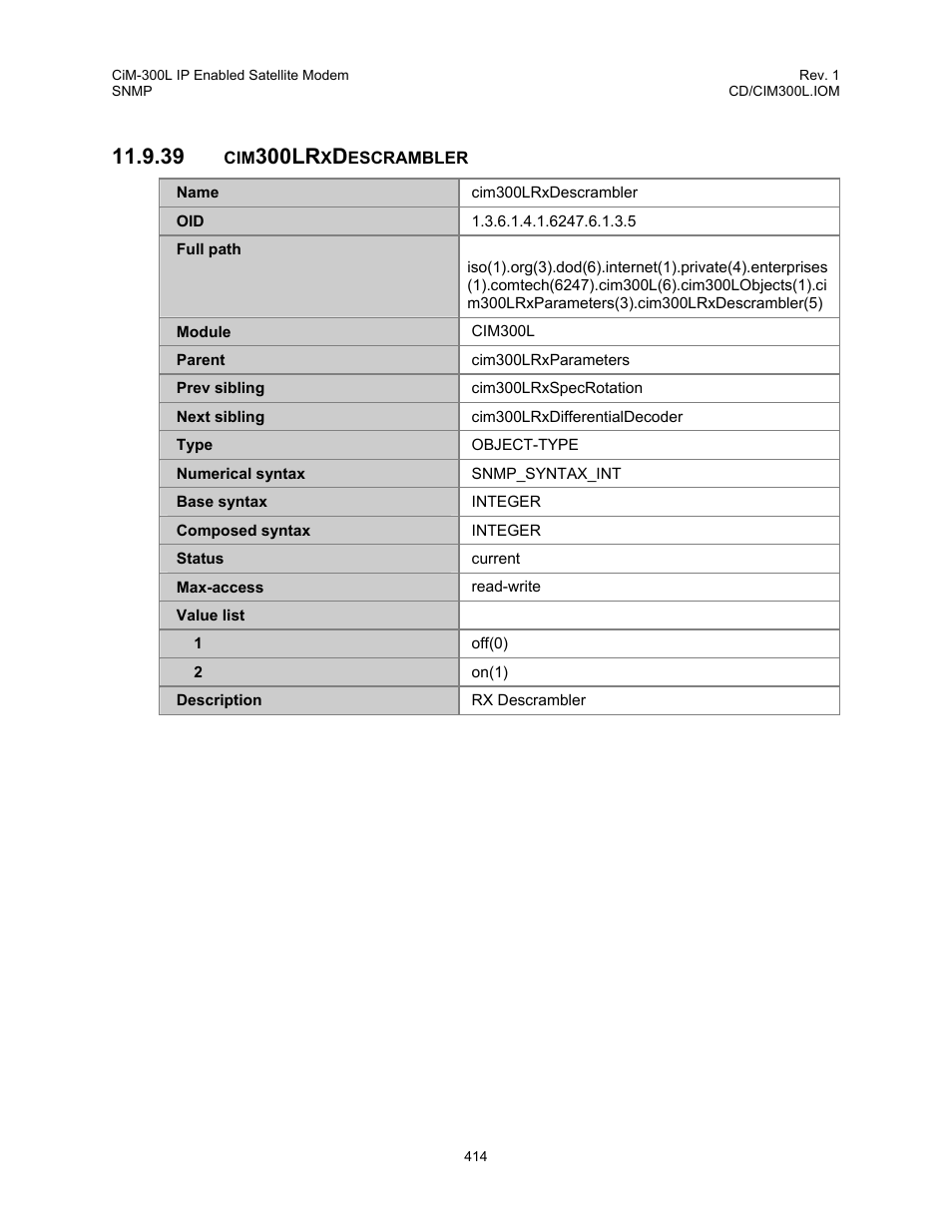 Cim300lrxdescrambler, 39 cim300lrxdescrambler, 300lr | Comtech EF Data CIM-300L User Manual | Page 440 / 512