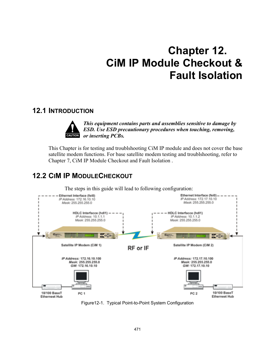 12 cim ip module checkout & fault isolation, Introduction, Cim ip modulecheckout | 1 introduction, 2 cim ip modulecheckout | Comtech EF Data CIM-300L User Manual | Page 497 / 512