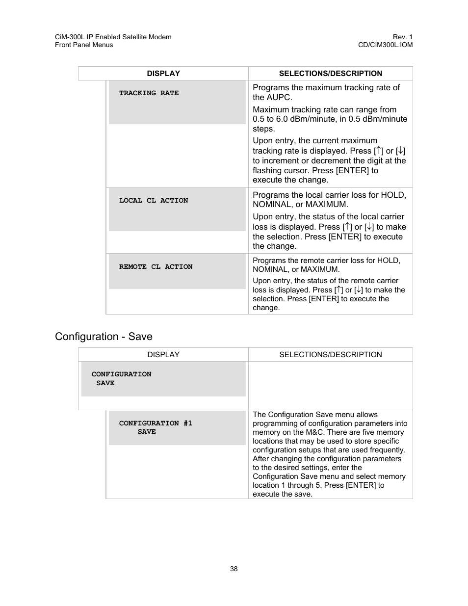 Configuration - save | Comtech EF Data CIM-300L User Manual | Page 64 / 512