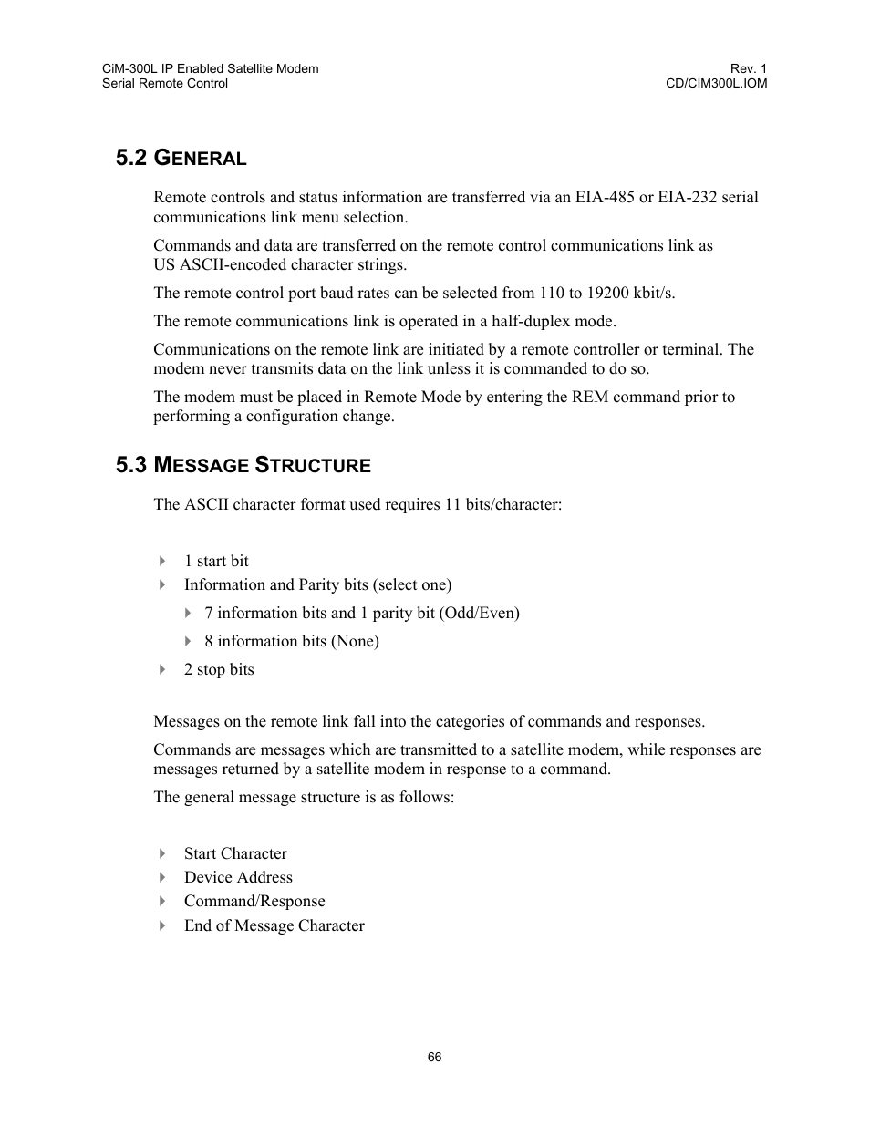 General, Message structure, 2 general | 3 message structure, General 66 | Comtech EF Data CIM-300L User Manual | Page 92 / 512