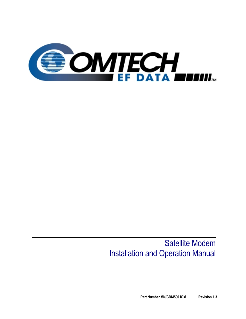 Comtech EF Data CDM-500 User Manual | 88 pages