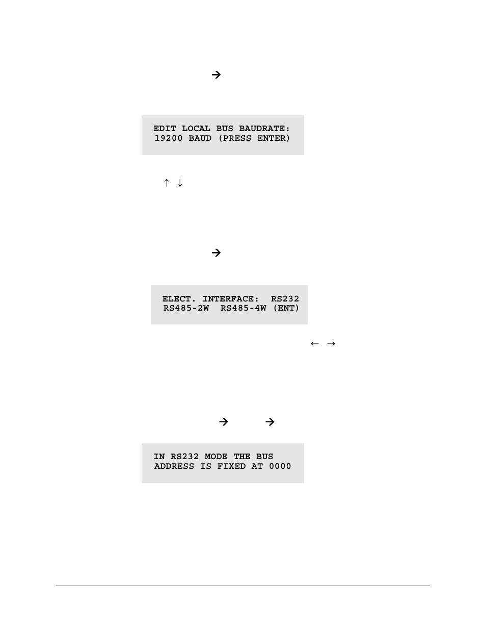 3 (config: remote ( baud), 4 (config: remote ( intfc), Config: rem ( intfc ( addr) rs232 bus address | Comtech EF Data CDM-550T User Manual | Page 57 / 164