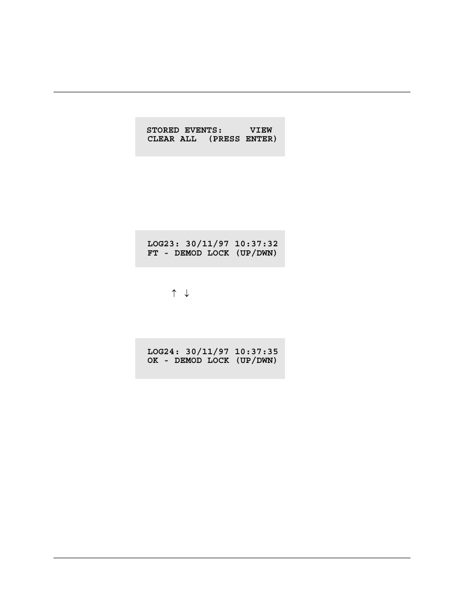 Monit:) stored events, Monit: events) view | Comtech EF Data CDM-550T User Manual | Page 68 / 164