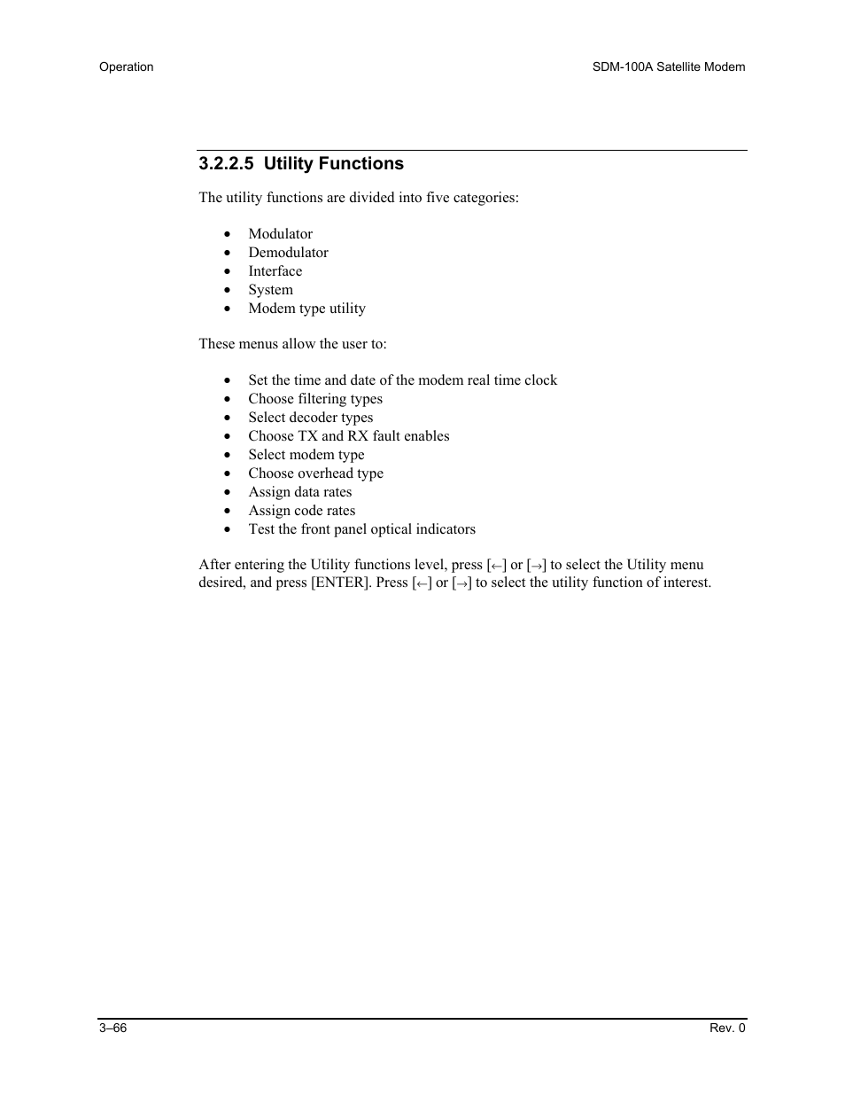 5 utility functions | Comtech EF Data SDM-100A User Manual | Page 100 / 212