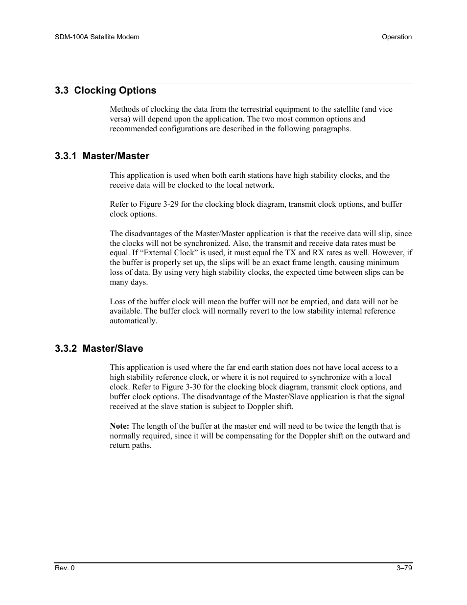 3 clocking options, 1 master/master, 2 master/slave | Comtech EF Data SDM-100A User Manual | Page 113 / 212