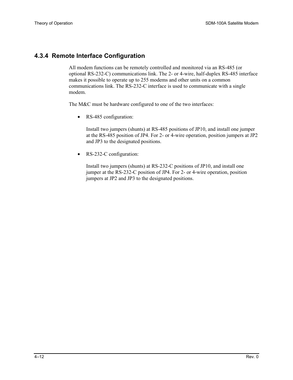 4 remote interface configuration | Comtech EF Data SDM-100A User Manual | Page 128 / 212