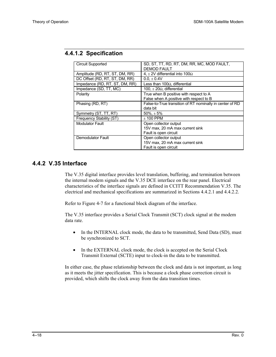 2 v.35 interface, 2 specification | Comtech EF Data SDM-100A User Manual | Page 134 / 212