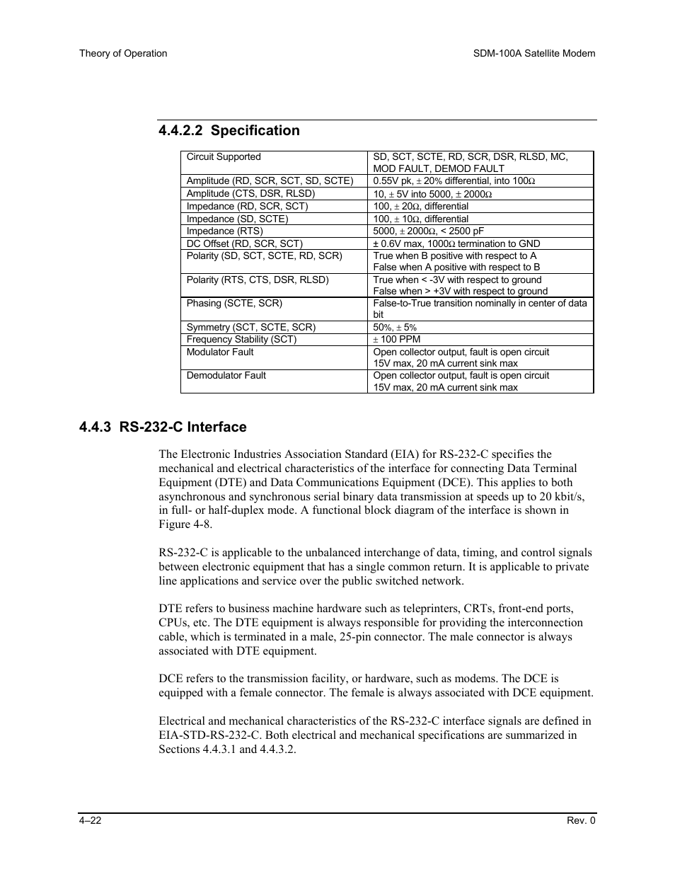 3 rs-232-c interface, 2 specification | Comtech EF Data SDM-100A User Manual | Page 138 / 212