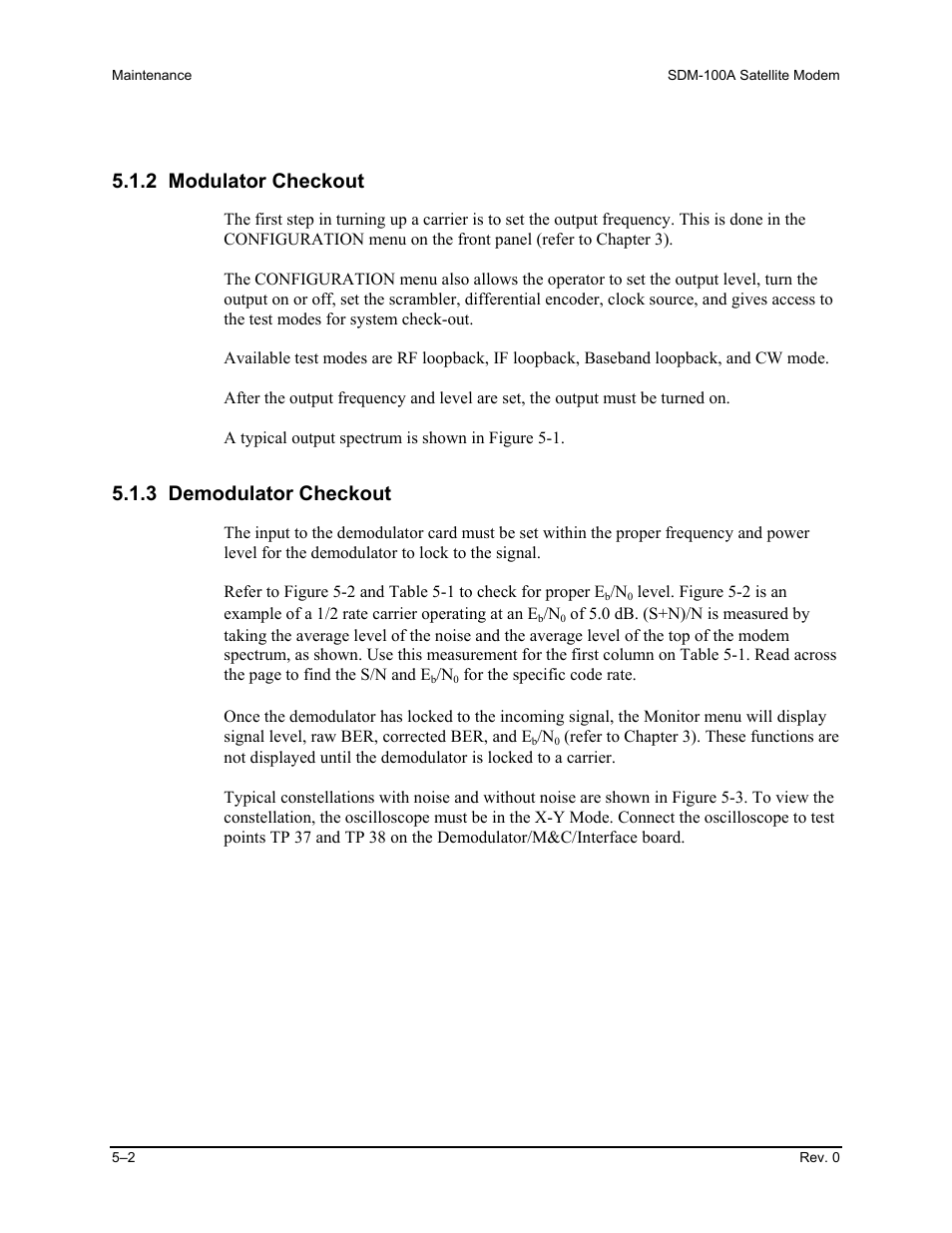 2 modulator checkout, 3 demodulator checkout | Comtech EF Data SDM-100A User Manual | Page 144 / 212