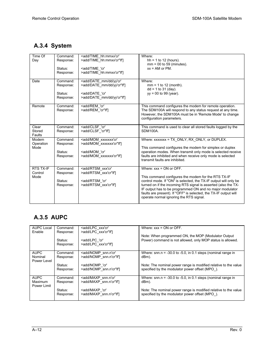 A.3.4 system, A.3.5 aupc | Comtech EF Data SDM-100A User Manual | Page 164 / 212