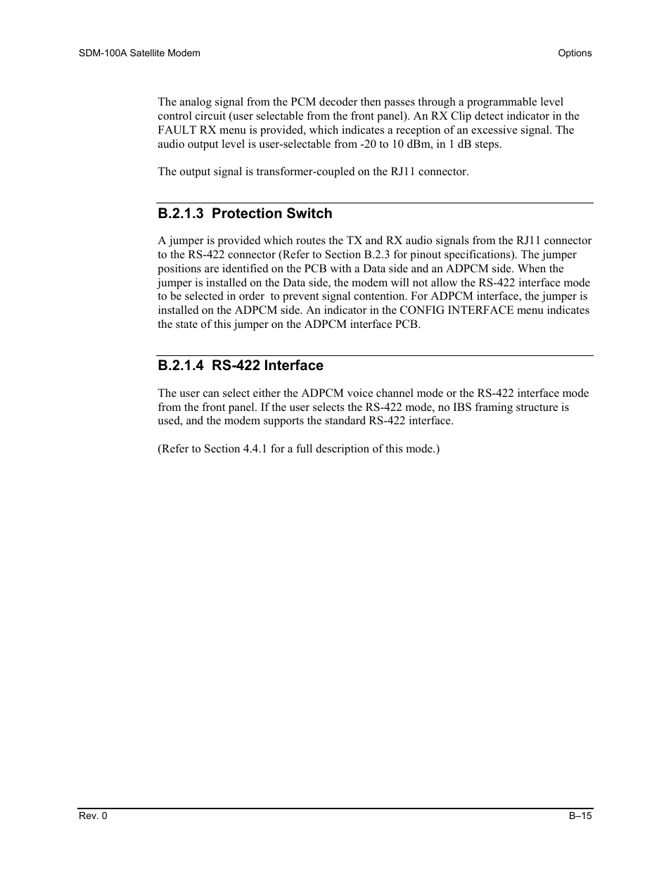 B.2.1.3 protection switch | Comtech EF Data SDM-100A User Manual | Page 197 / 212