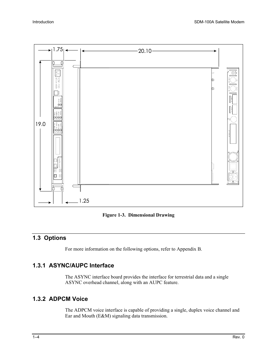 3 options, 1 async/aupc interface, 2 adpcm voice | Comtech EF Data SDM-100A User Manual | Page 20 / 212