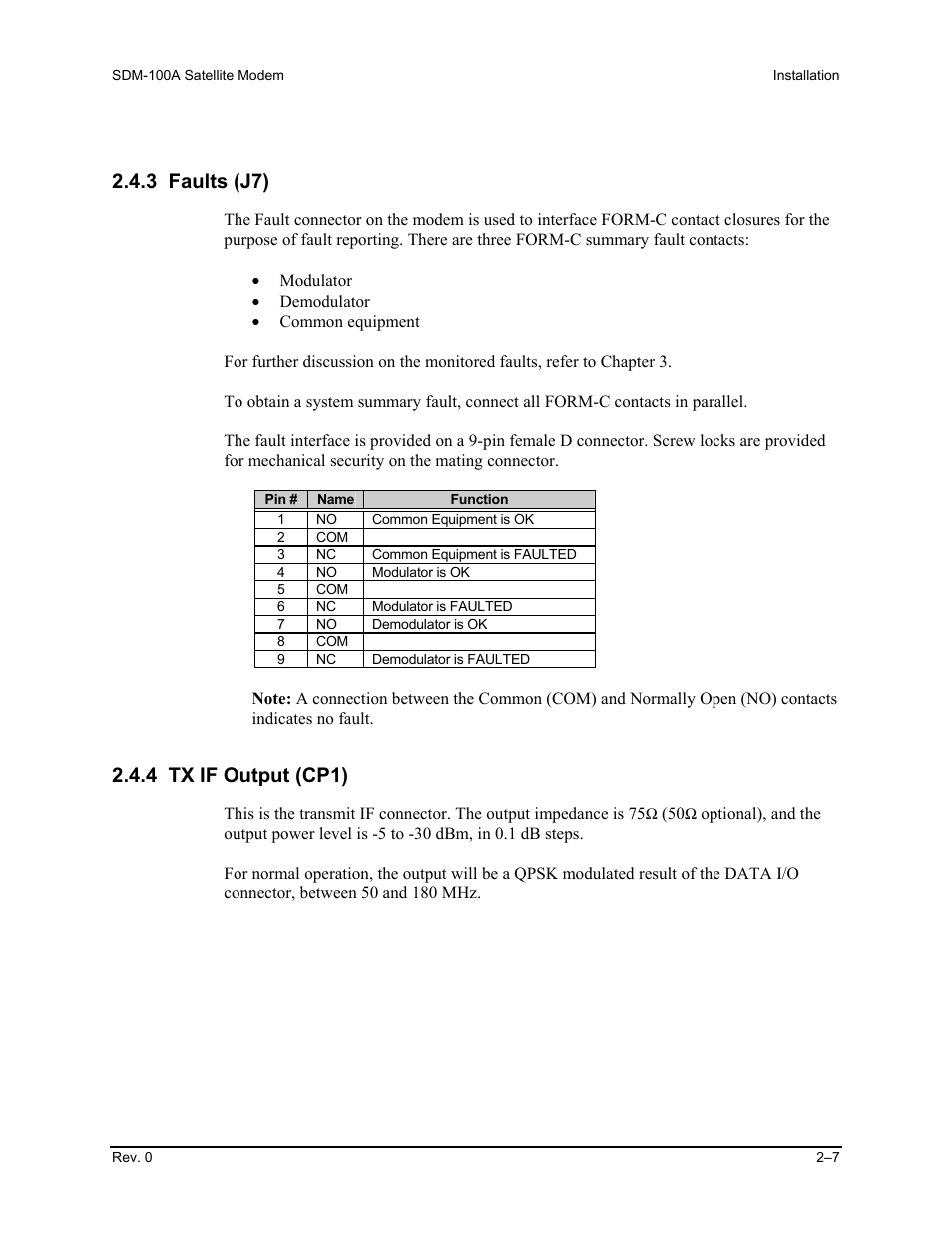 3 faults (j7), 4 tx if output (cp1) | Comtech EF Data SDM-100A User Manual | Page 33 / 212