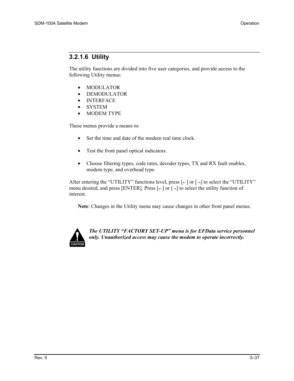 6 utility | Comtech EF Data SDM-100A User Manual | Page 71 / 212