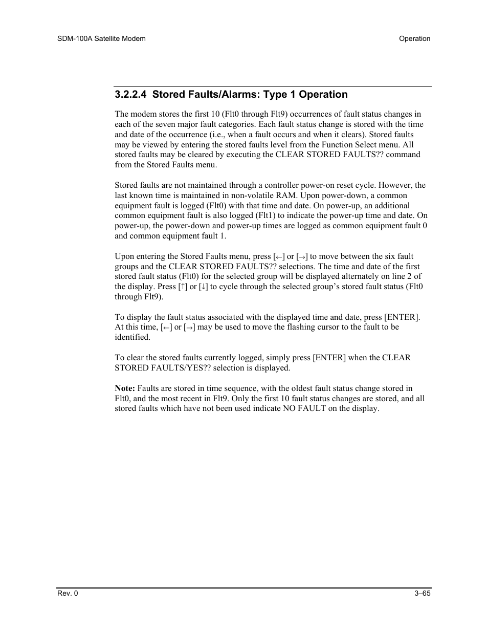 4 stored faults/alarms: type 1 operation | Comtech EF Data SDM-100A User Manual | Page 99 / 212